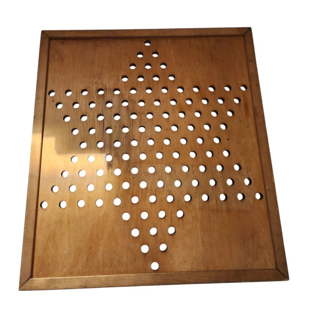 Vintage Hop Ching Chinese Checkers Board‎ J Pressman Wood USA 2739 Game
